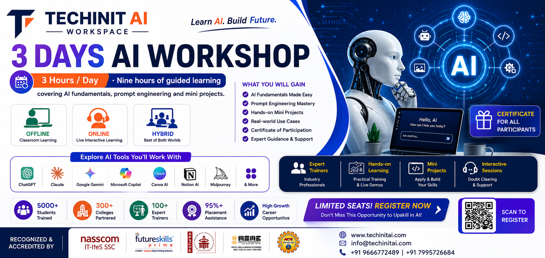 3 Days AI Workshop, 3 hours per day — nine hours of guided AI learning