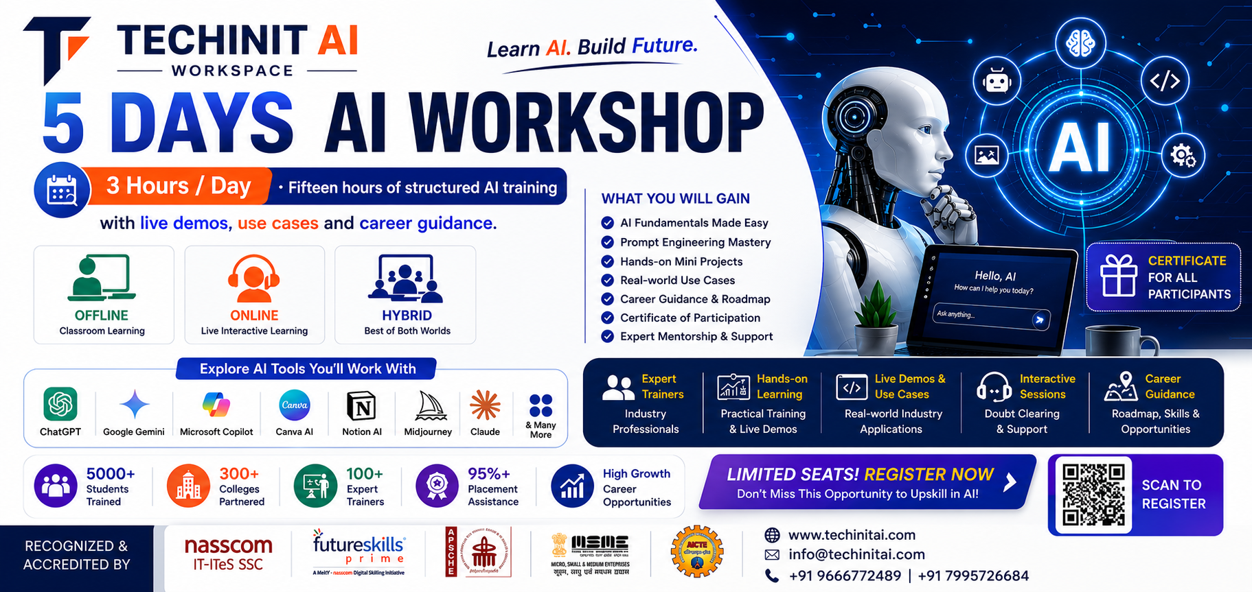 5 Days AI Workshop, 3 hours per day — fifteen hours of structured AI training