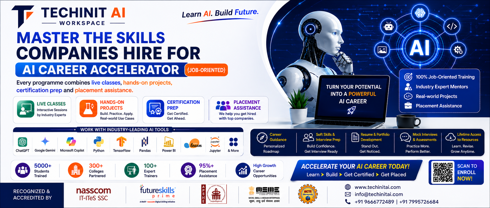 Master the skills companies hire for — AI Career Accelerator job-oriented training at TECHIN IT AI