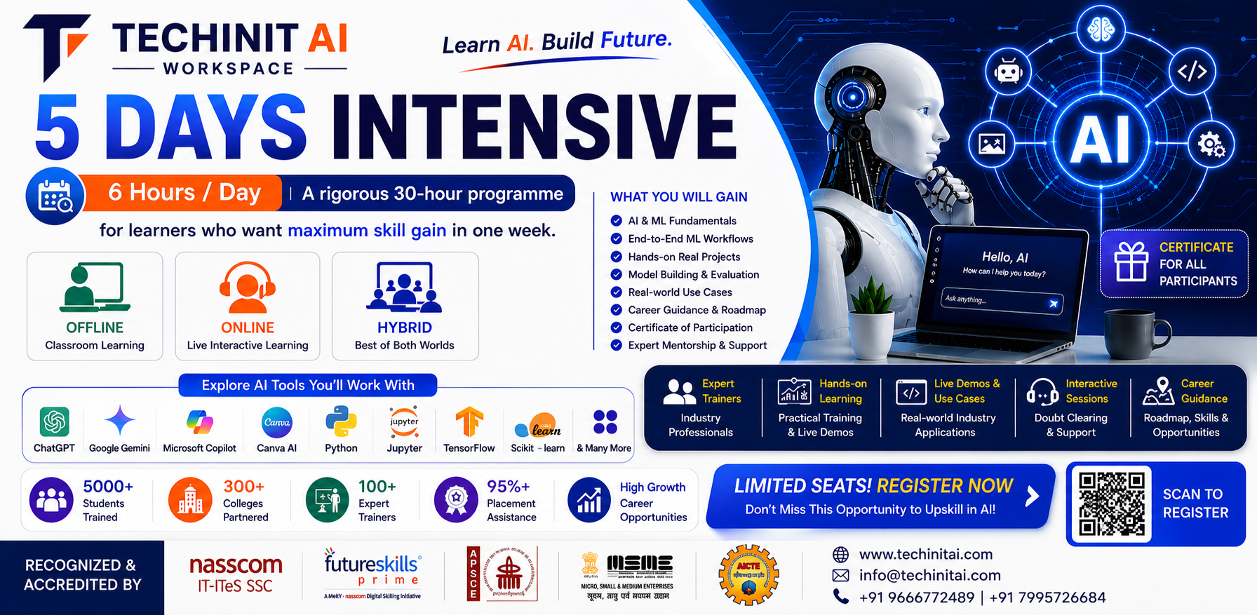 5 Days AI Intensive, 6 hours per day — rigorous 30-hour AI programme