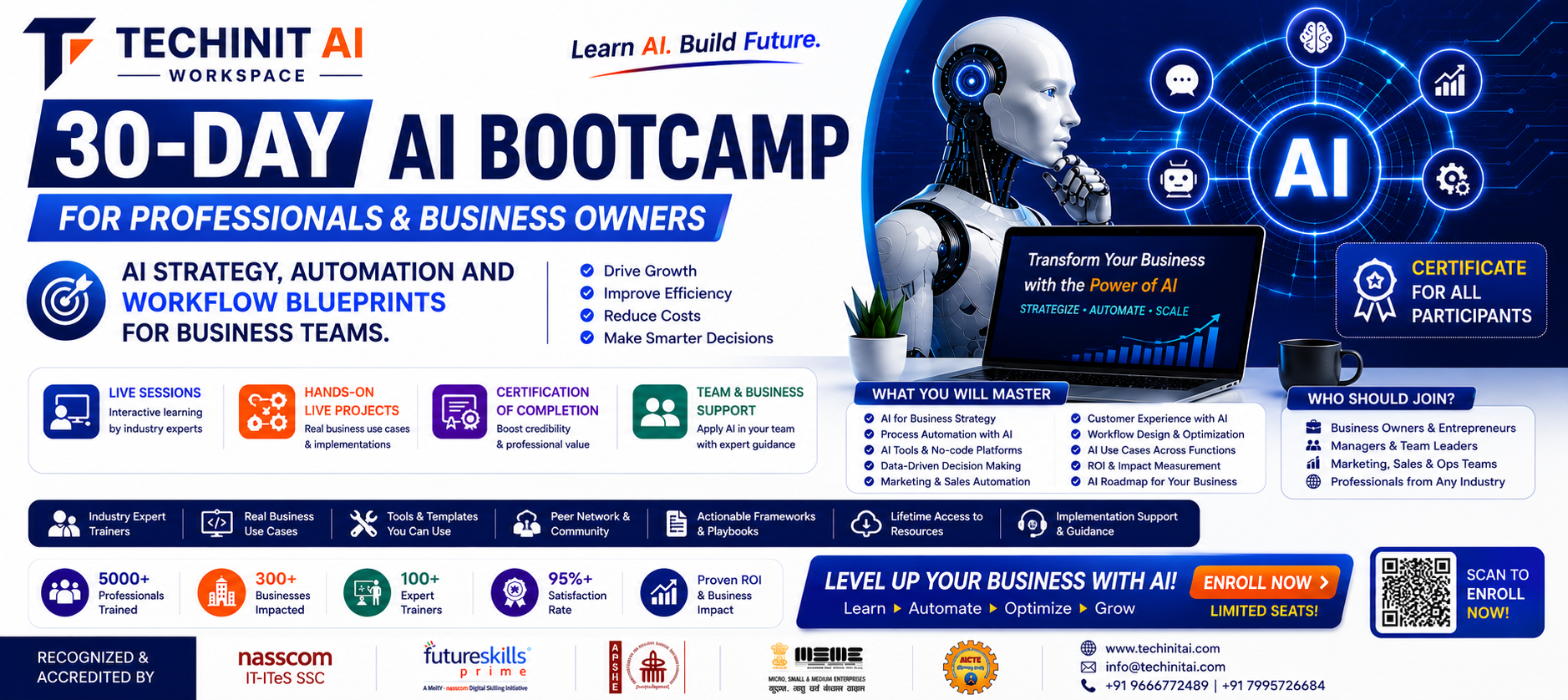 30-Day AI Bootcamp for Professionals and Business Owners — AI strategy, automation and workflow blueprints