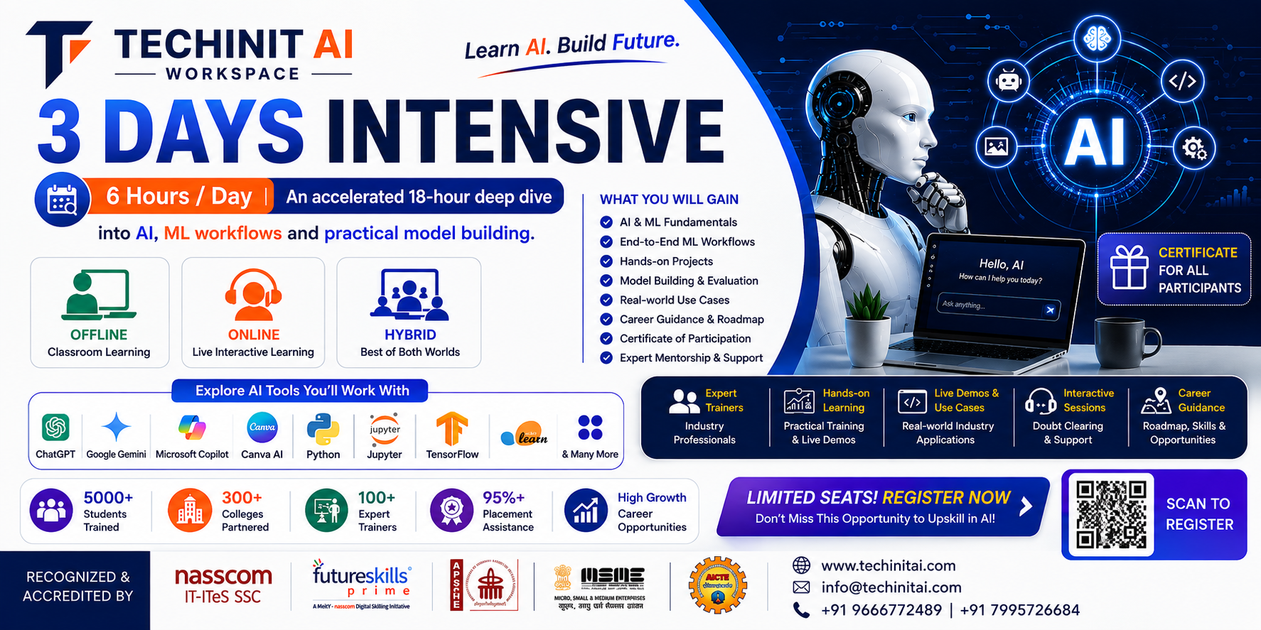 3 Days AI Intensive, 6 hours per day — 18-hour accelerated AI and ML deep dive